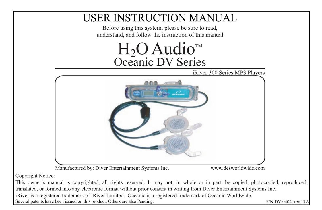 H2O Audio D2-1C1 Carrying Case User Manual