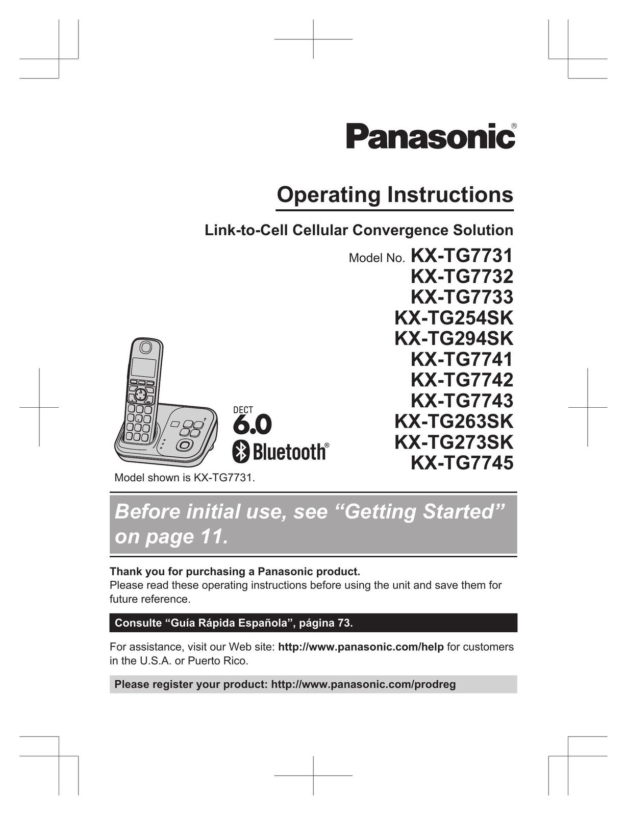 Panasonic KX-TG7732 Carrying Case User Manual