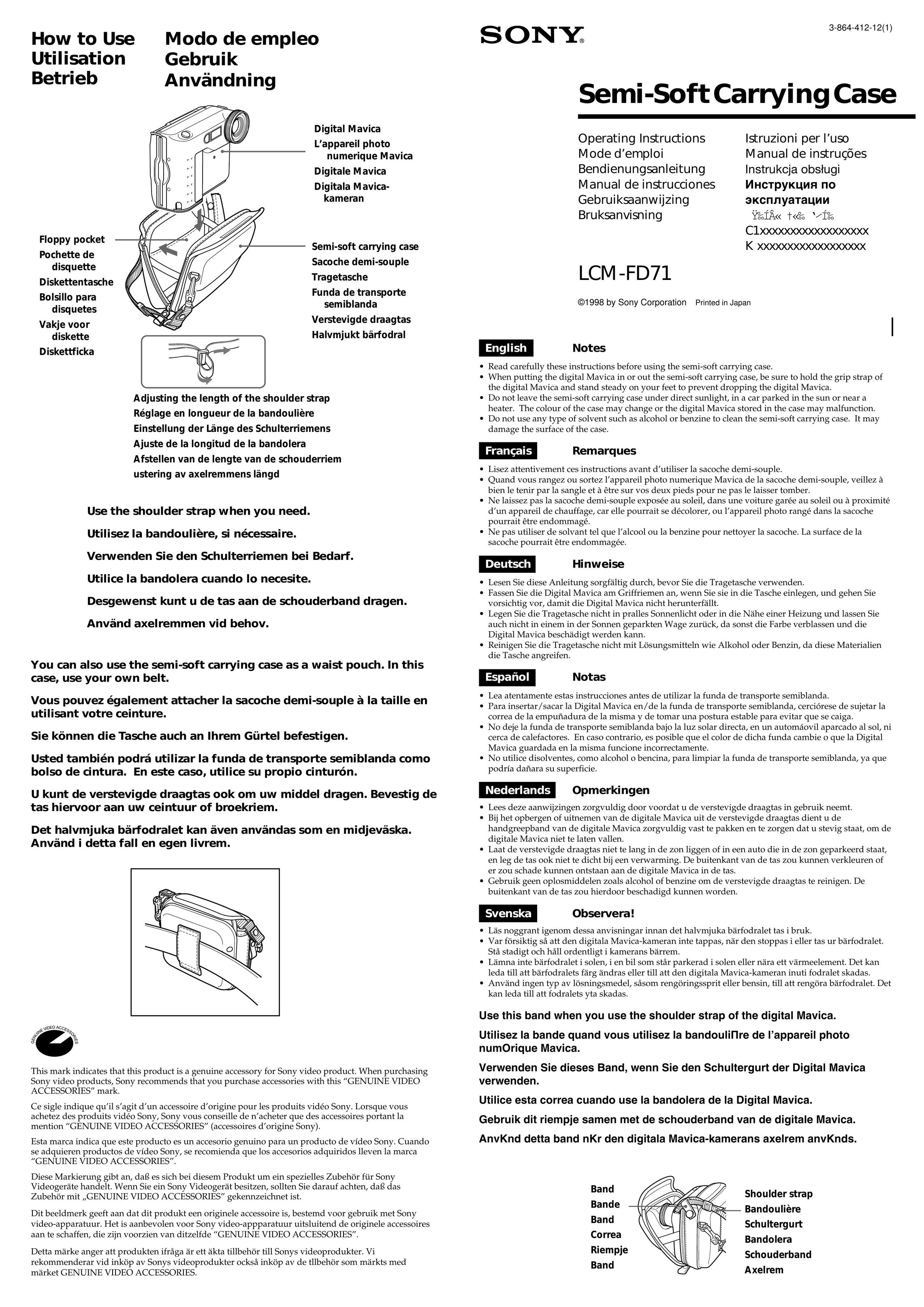 Sony LCM-FD71 Carrying Case User Manual