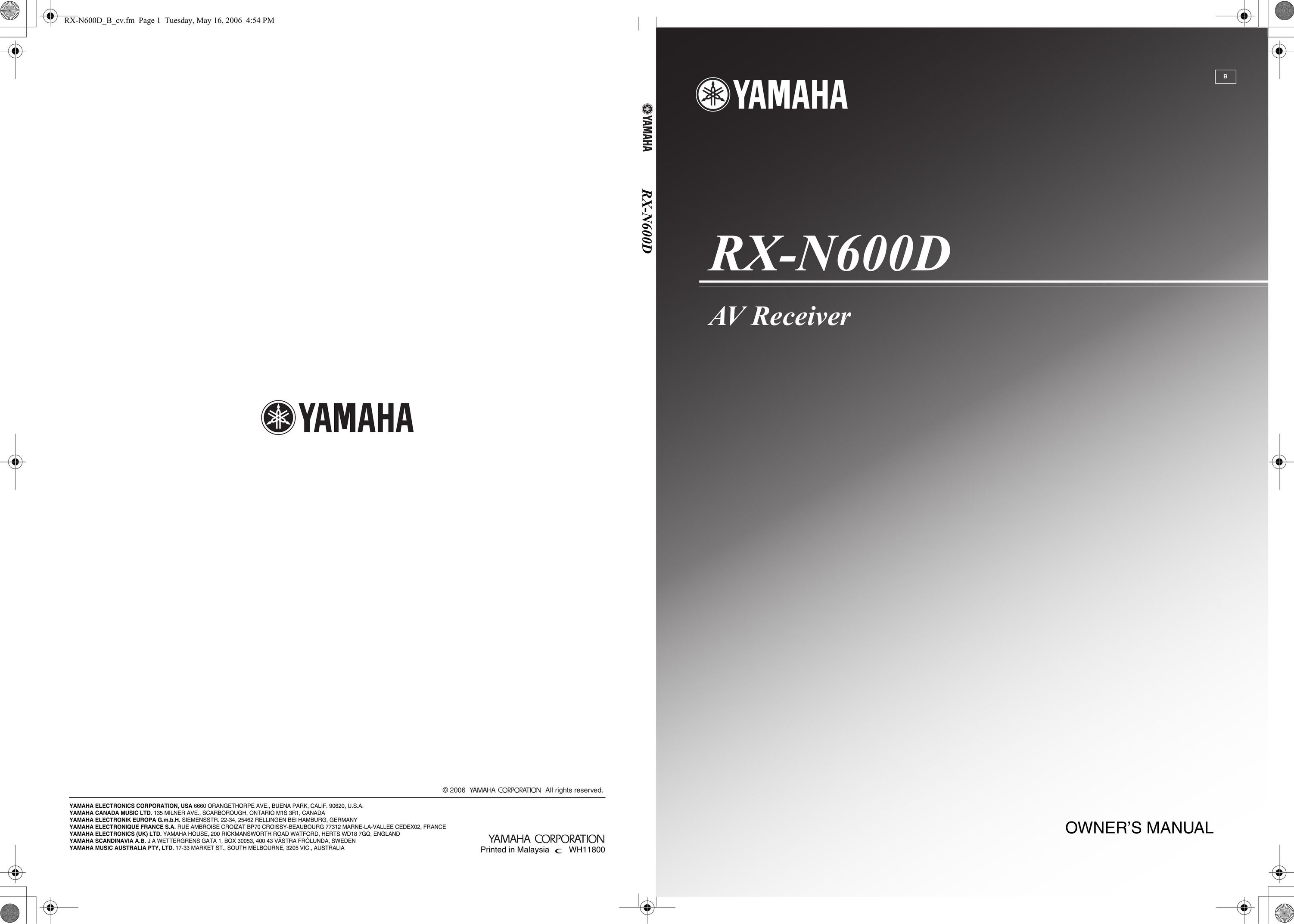 Yamaha RX-N600D Carrying Case User Manual