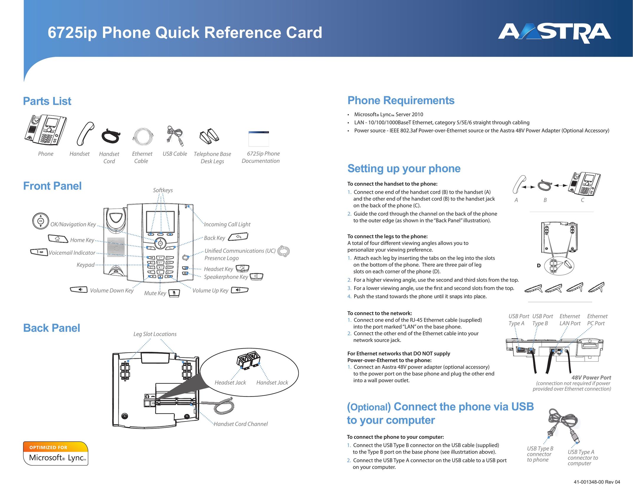 Aastra Telecom 41-001348-00 Rev 04 Cell Phone User Manual
