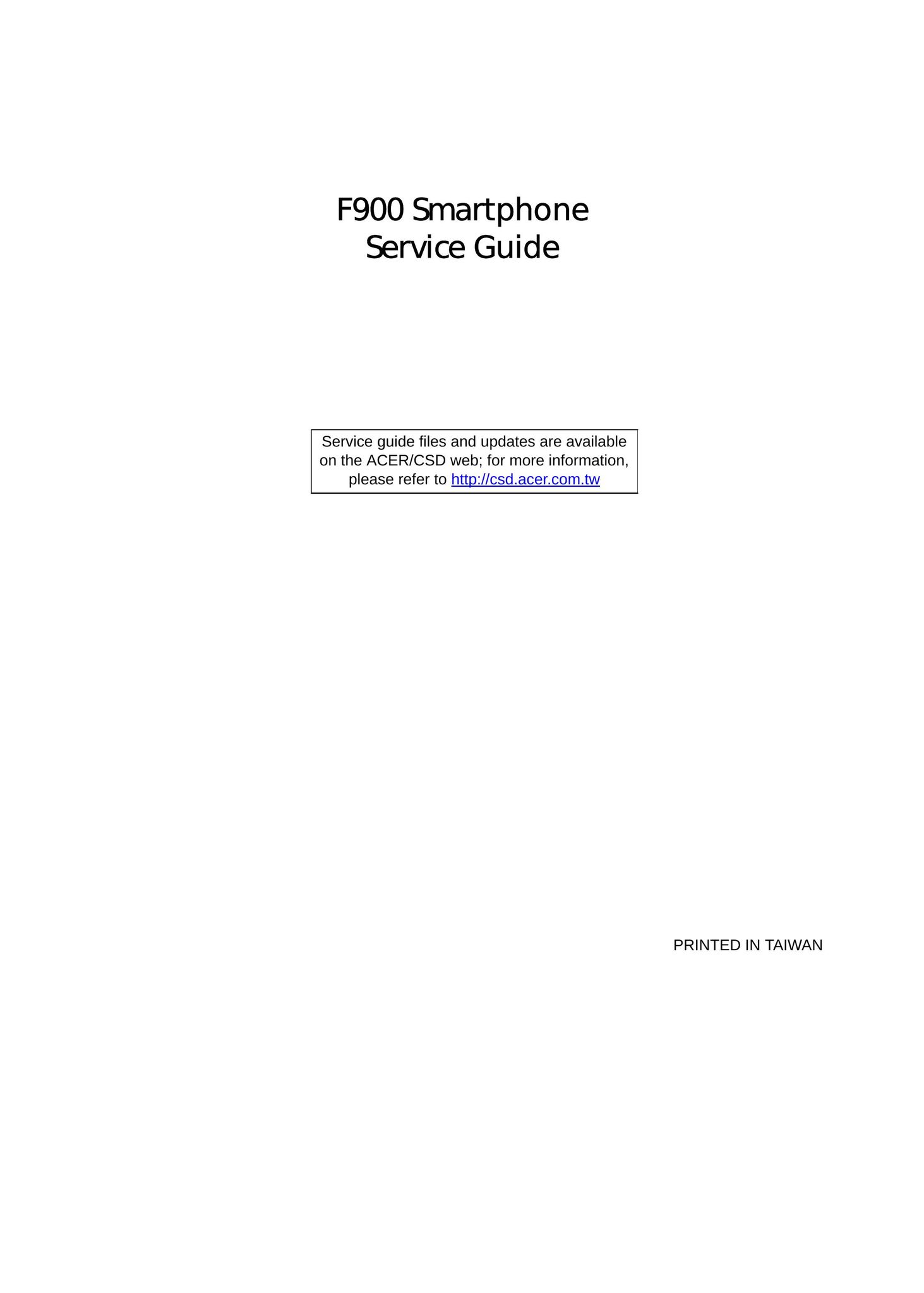 Acer F900 Cell Phone User Manual