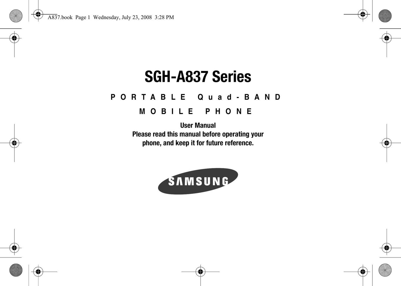 AT&T A837 Rugby Cell Phone User Manual