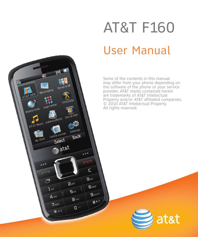 AT&T F160 Cell Phone User Manual