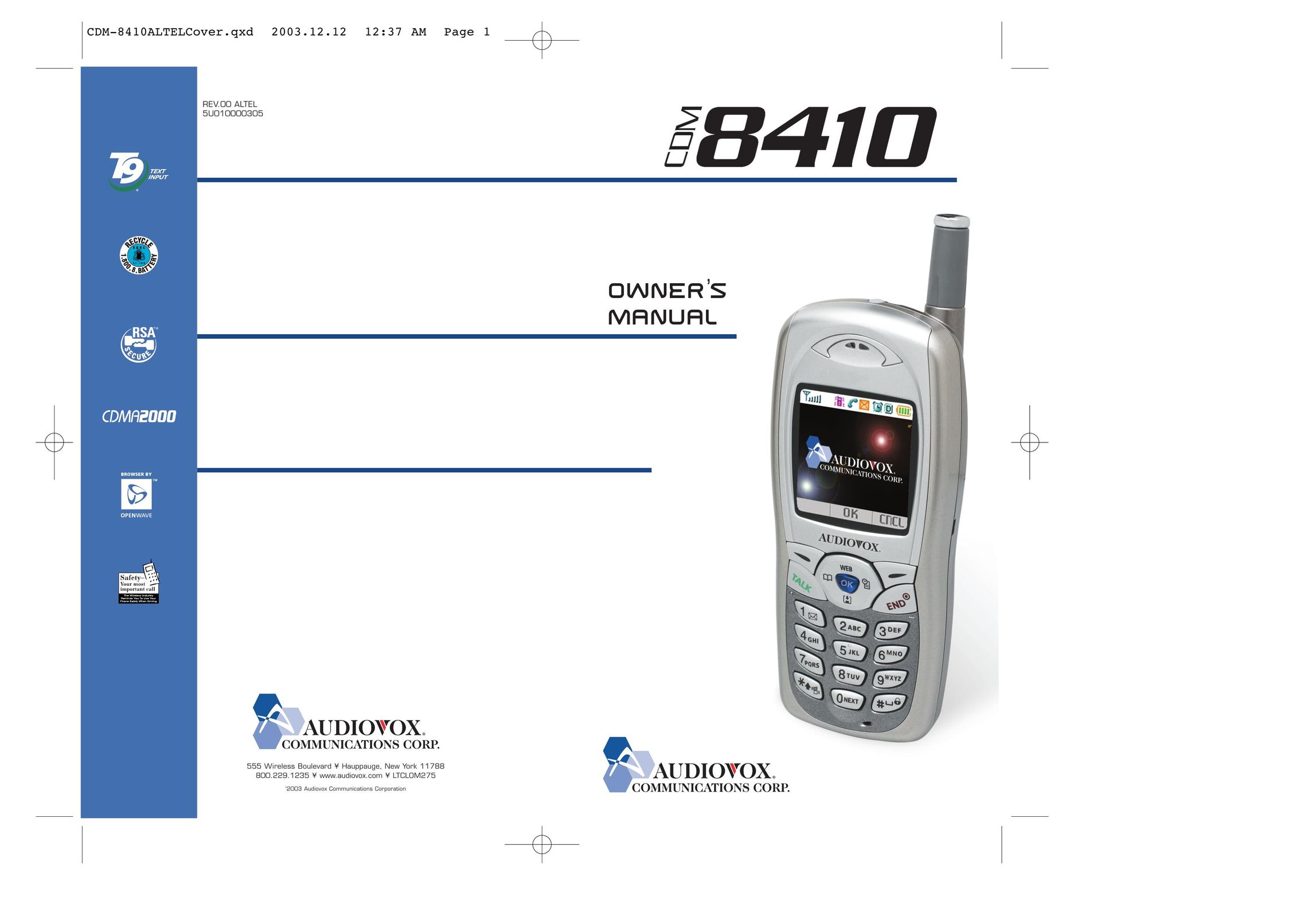 Audiovox CDM 8410 Cell Phone User Manual
