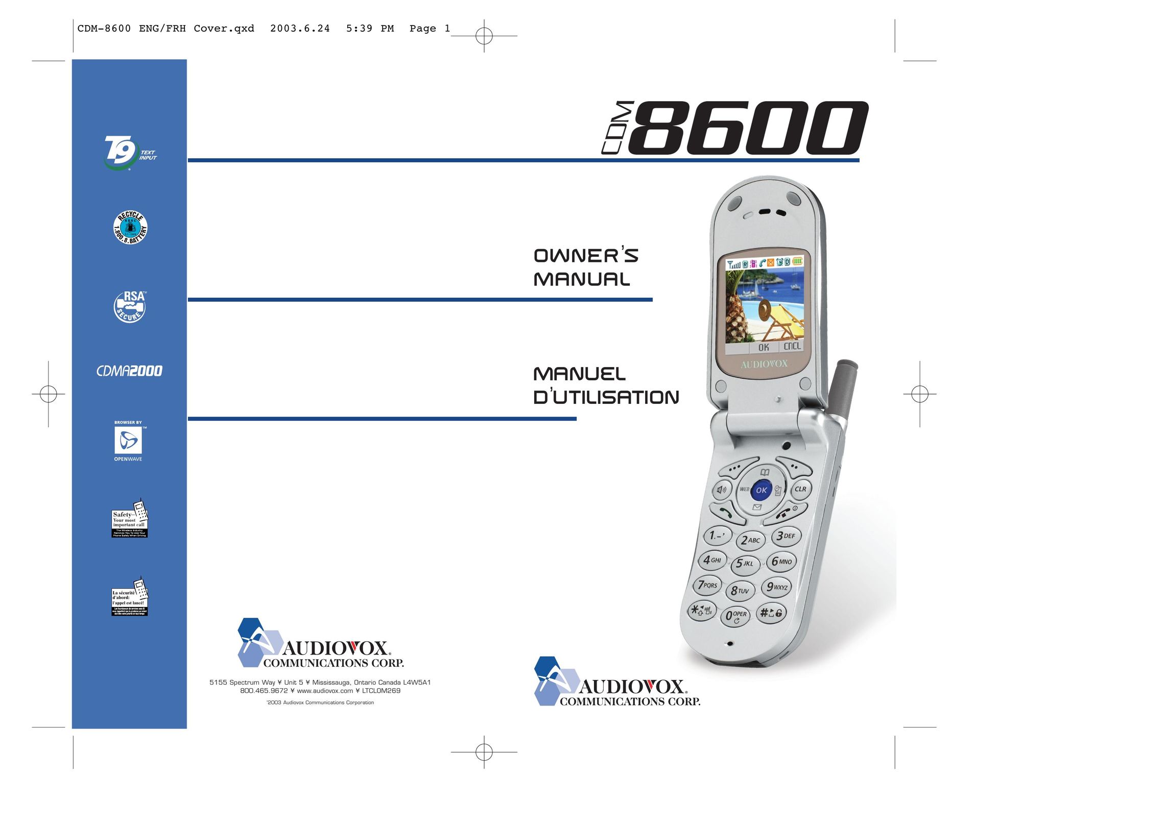 Audiovox CDM 8600 Cell Phone User Manual