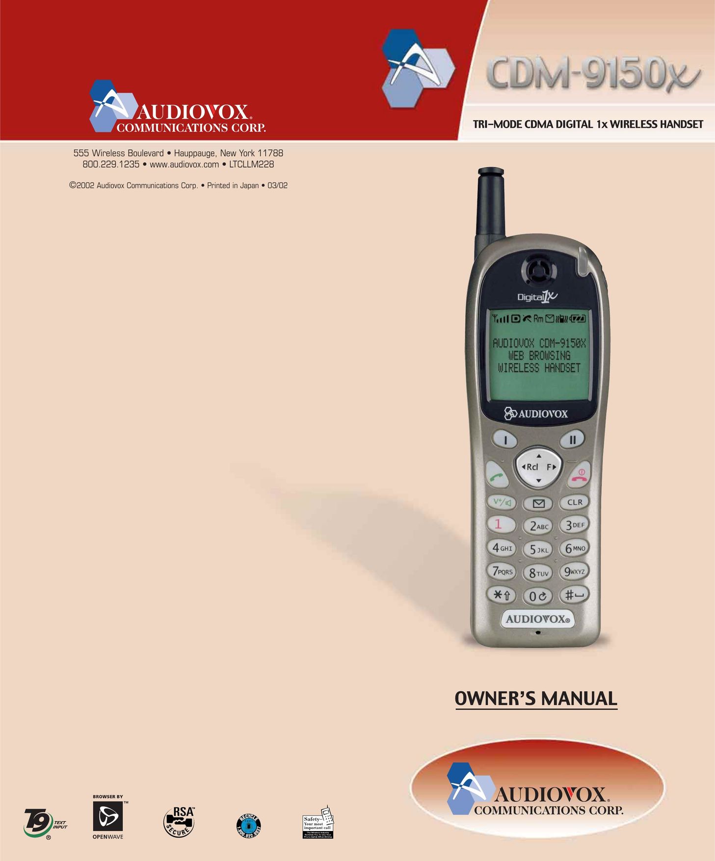 Audiovox CDM-9150X Cell Phone User Manual