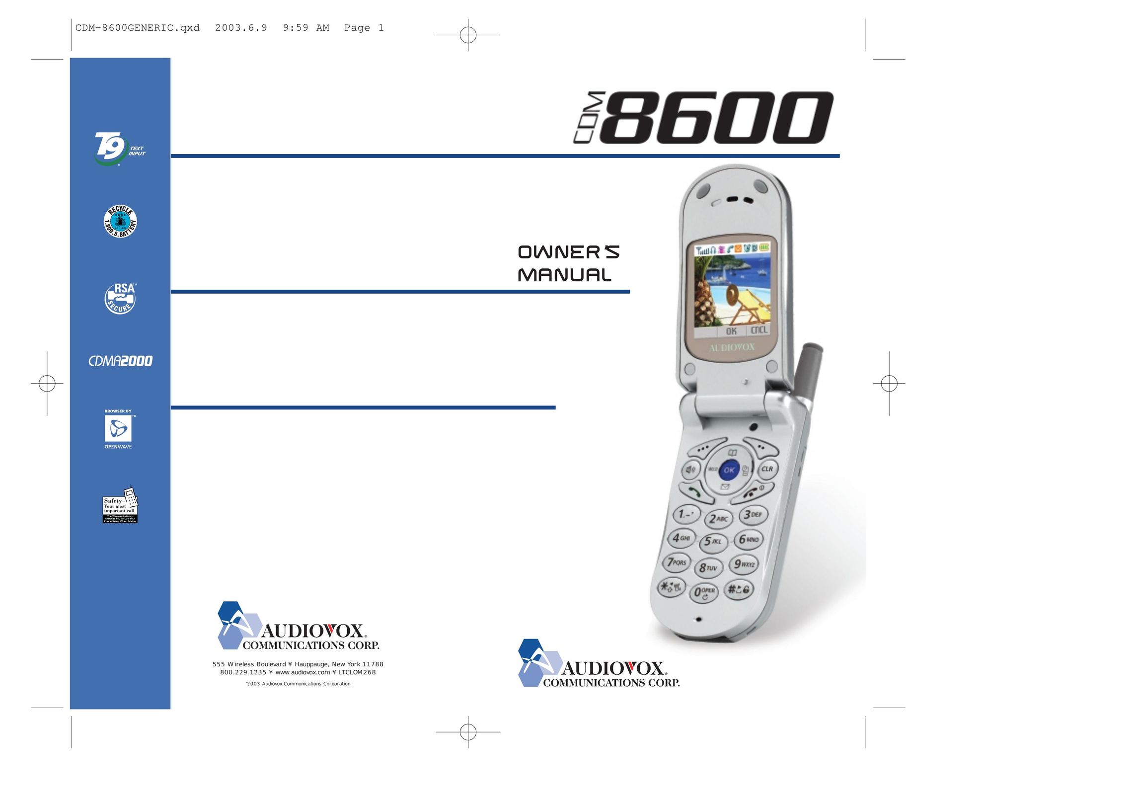 Audiovox CDM8600 Cell Phone User Manual