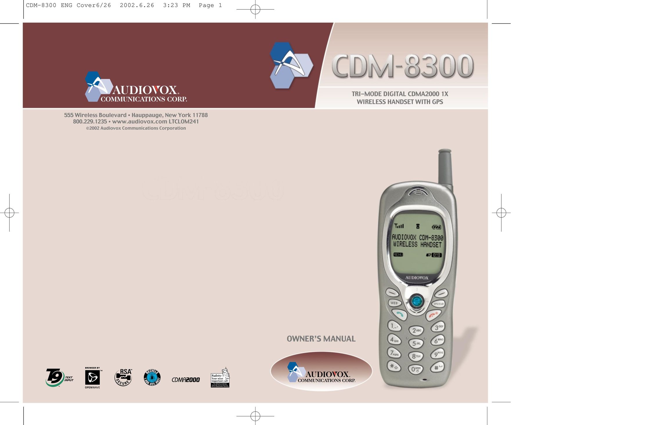 Audiovox CDMA2000 Cell Phone User Manual