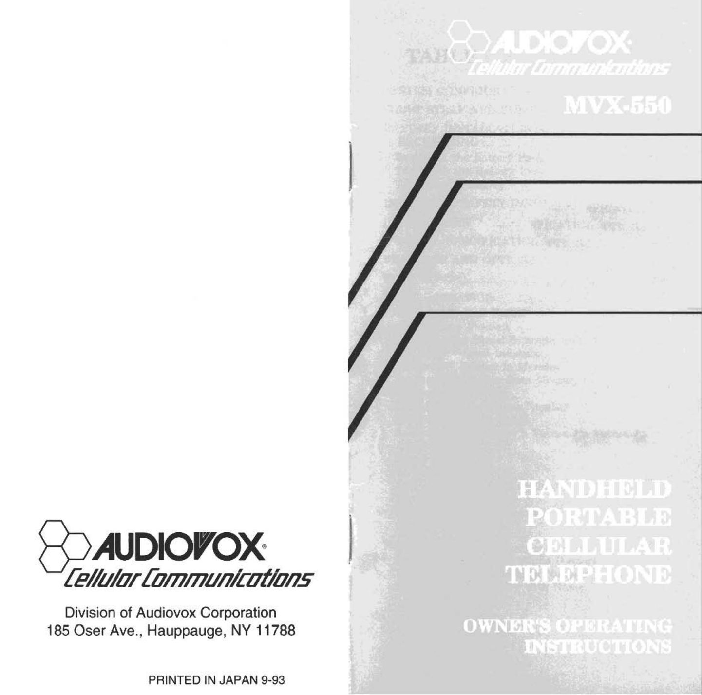 Audiovox MVX-550 Cell Phone User Manual