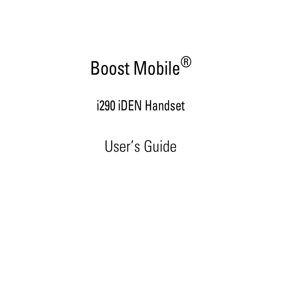 Boost Mobile i290 Cell Phone User Manual