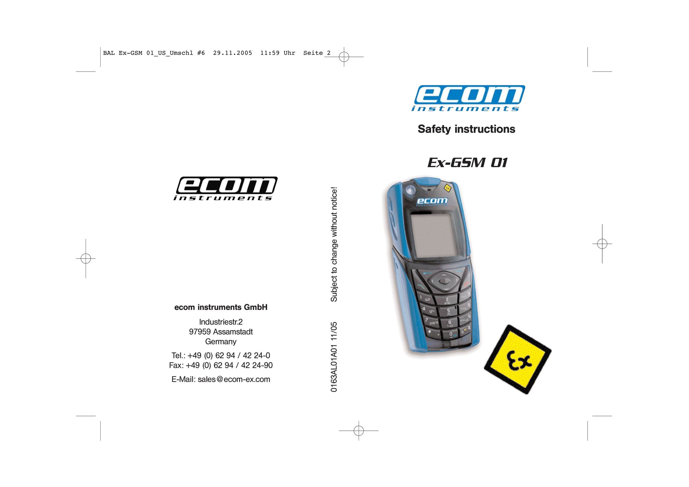 Ecom Instruments Ex-GSM 01 Cell Phone User Manual