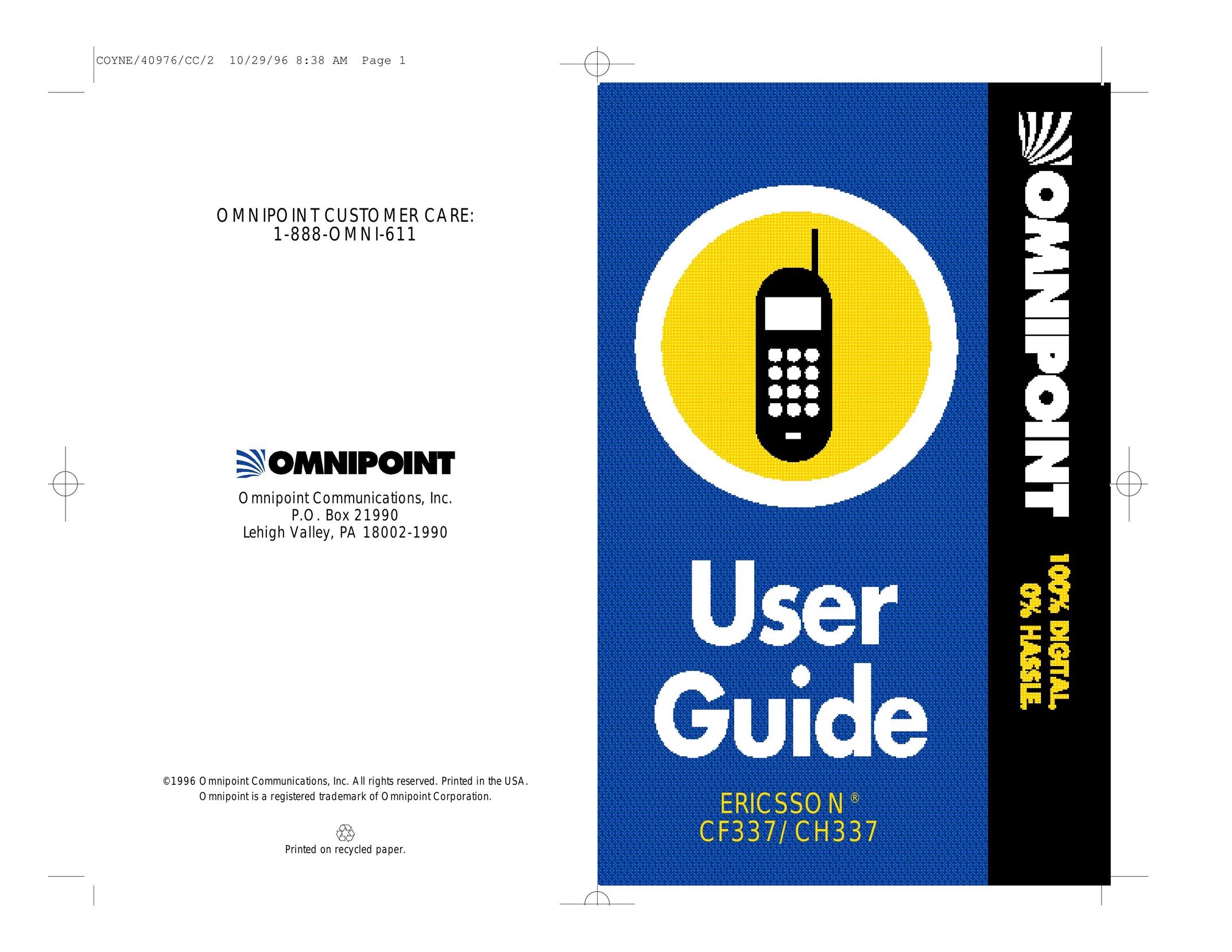 Ericsson CH337 Cell Phone User Manual