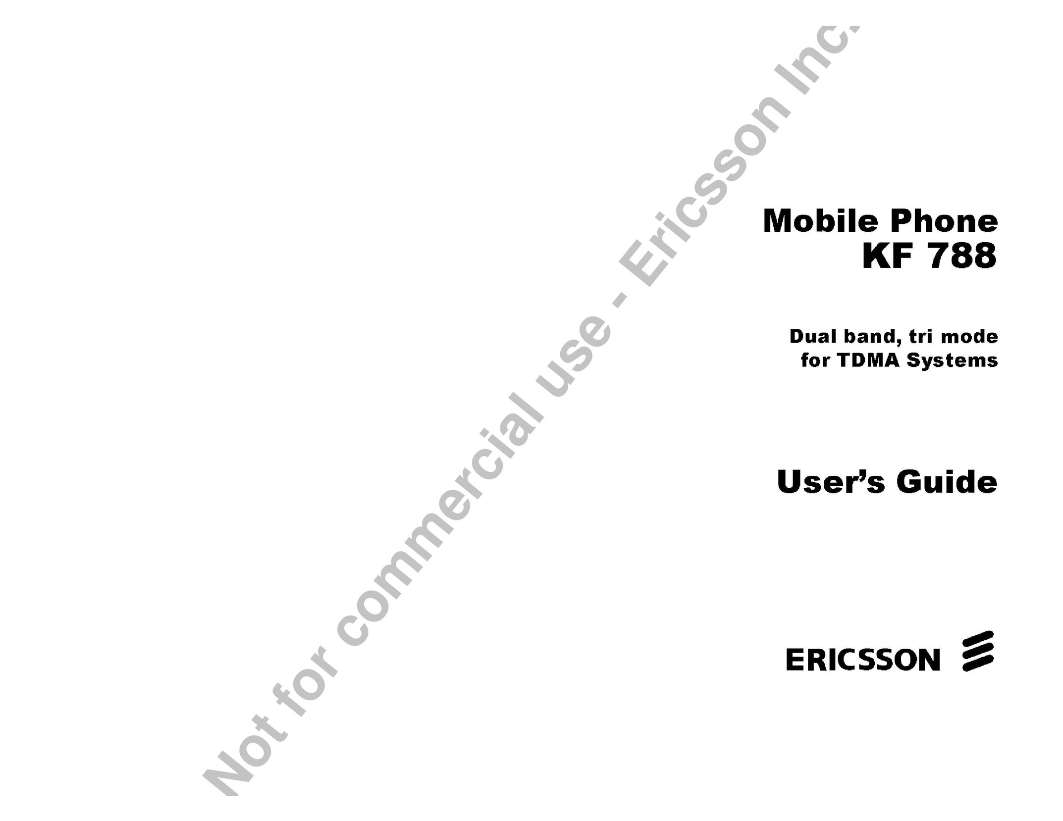 Ericsson KF 788 Cell Phone User Manual