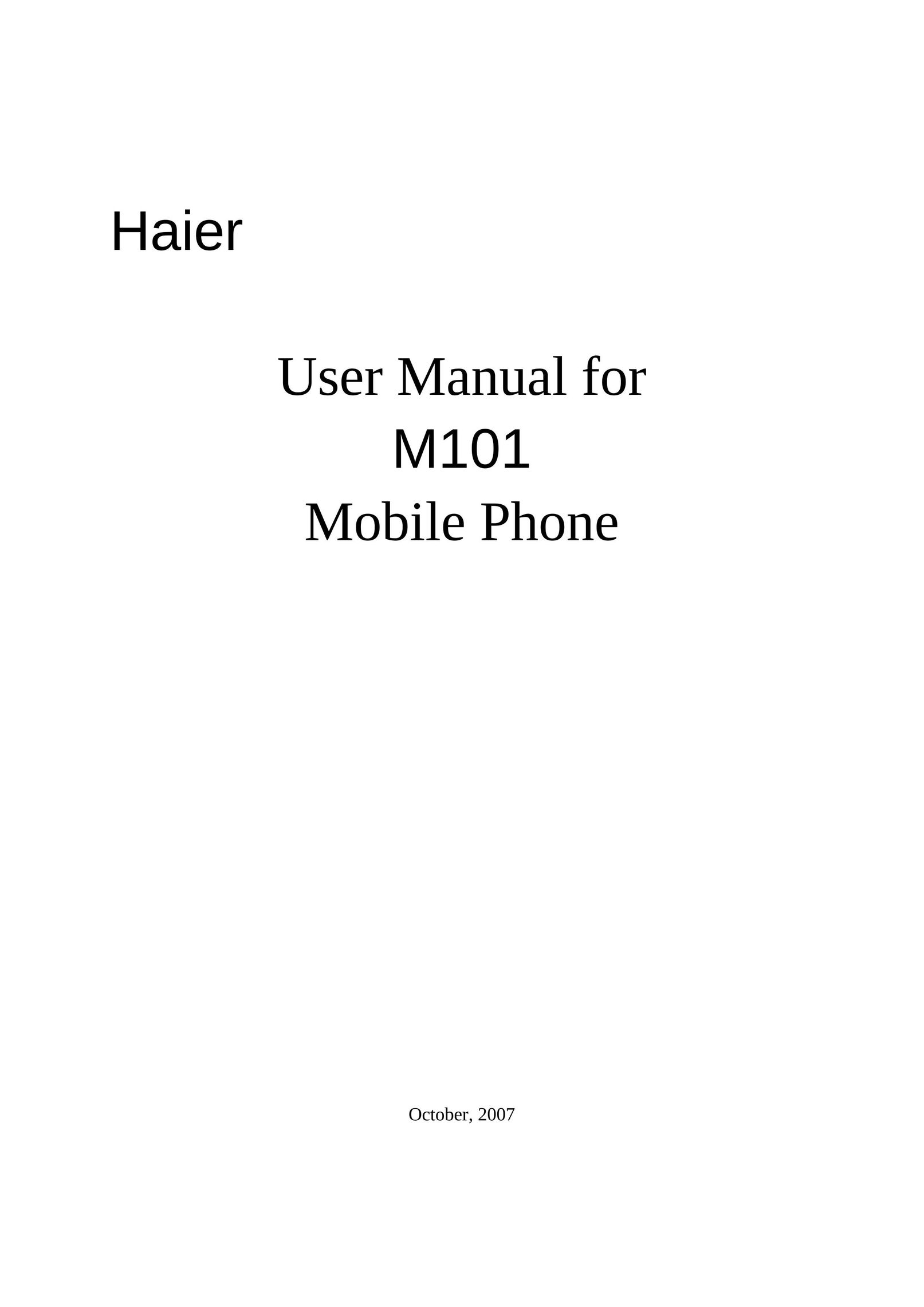 Haier M101 Cell Phone User Manual