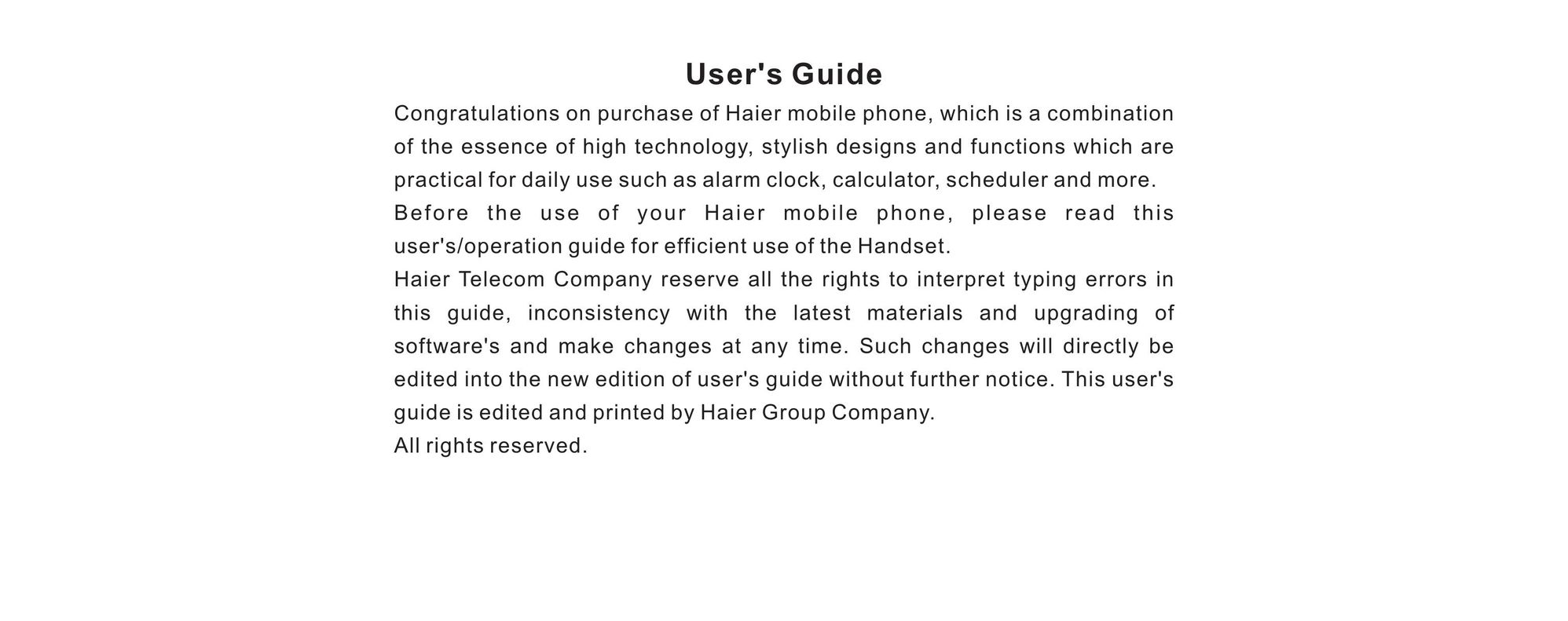 Haier V280 Cell Phone User Manual