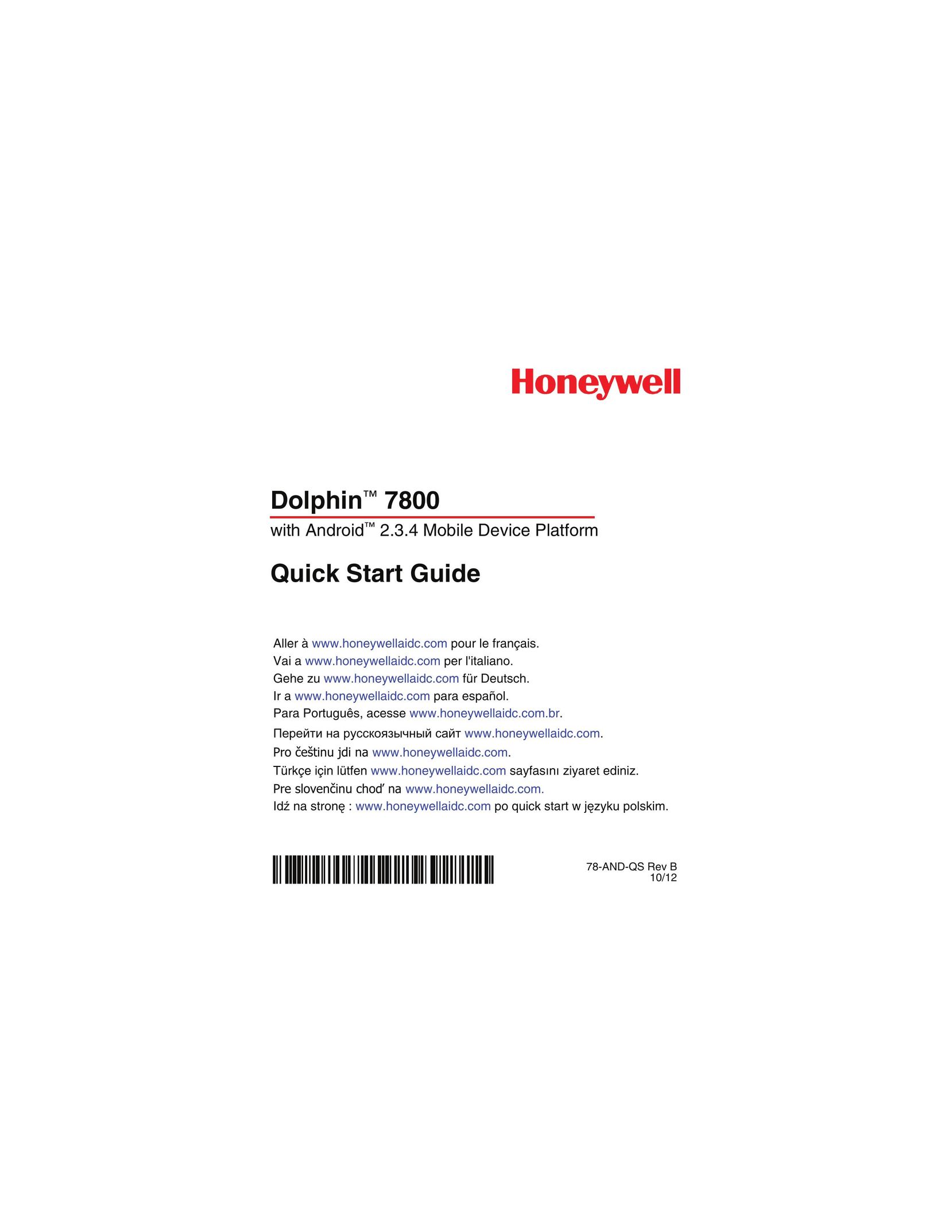 Honeywell 7800 Cell Phone User Manual