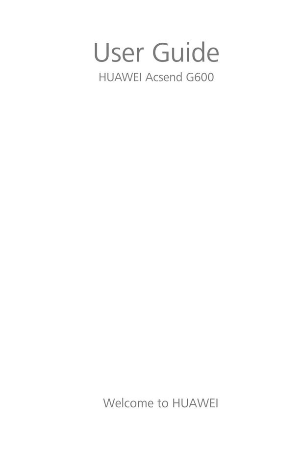 Huawei G600 Cell Phone User Manual
