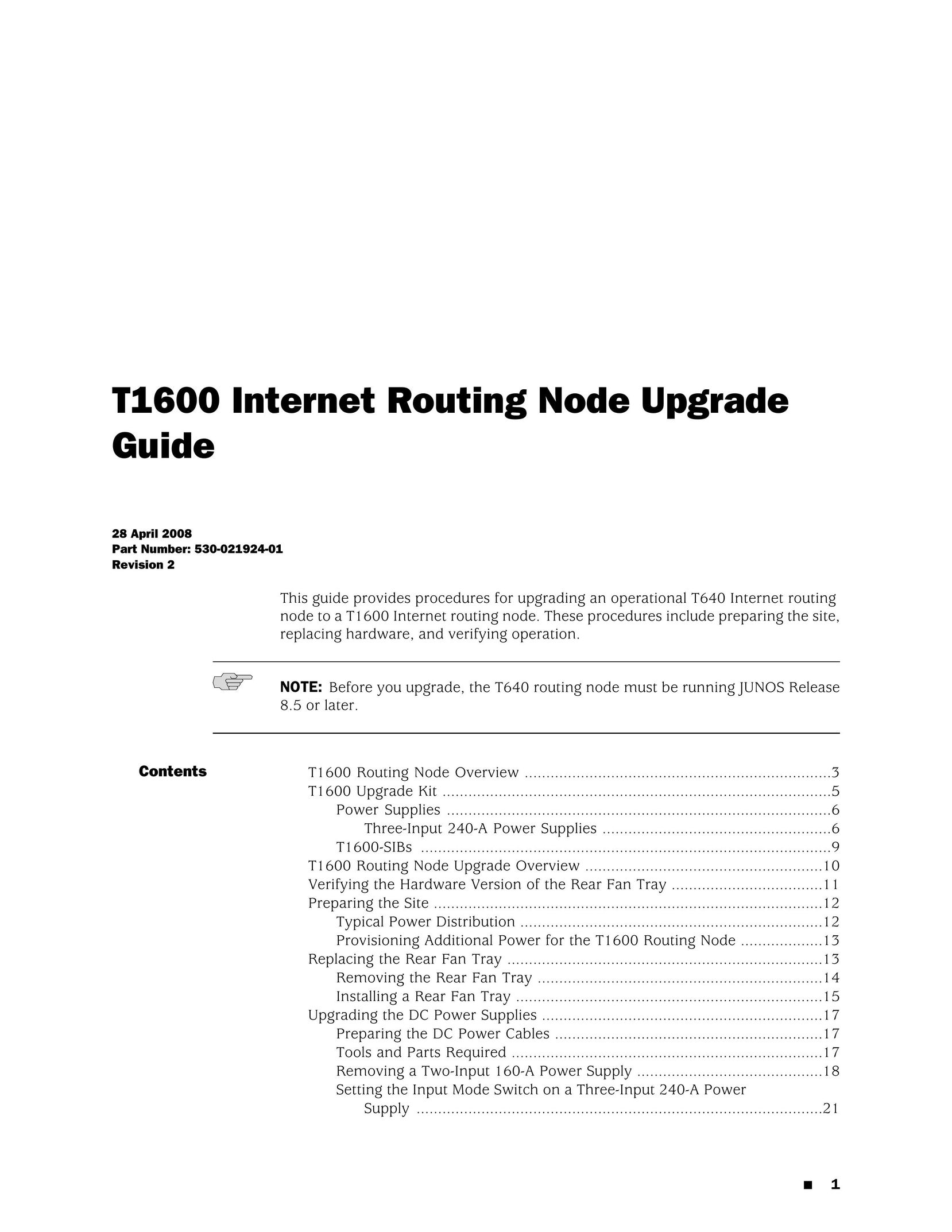 Juniper Networks T1600 Cell Phone User Manual