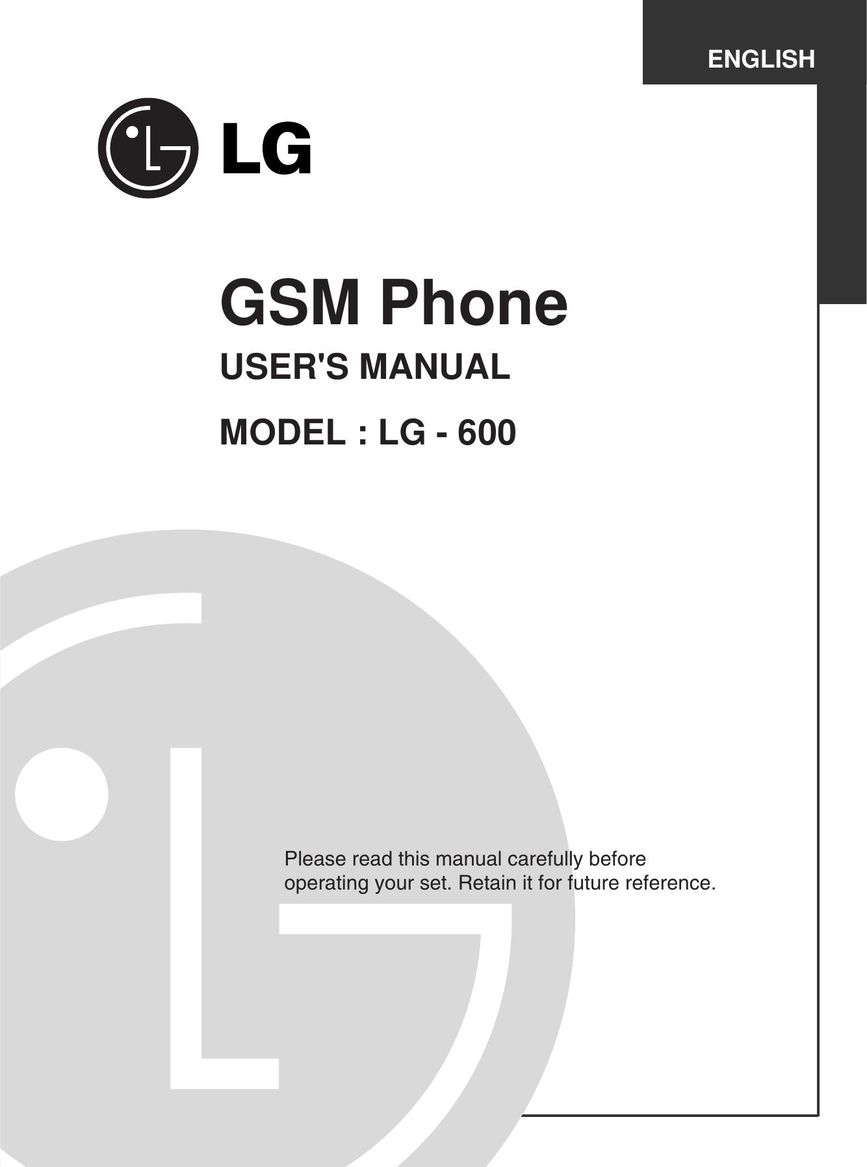 LG Electronics -600 Cell Phone User Manual