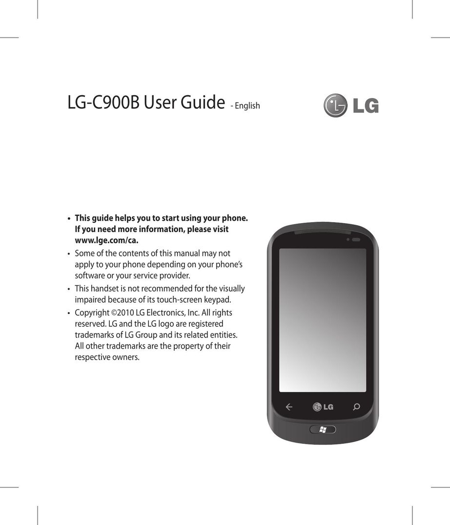 LG Electronics -C900B Cell Phone User Manual