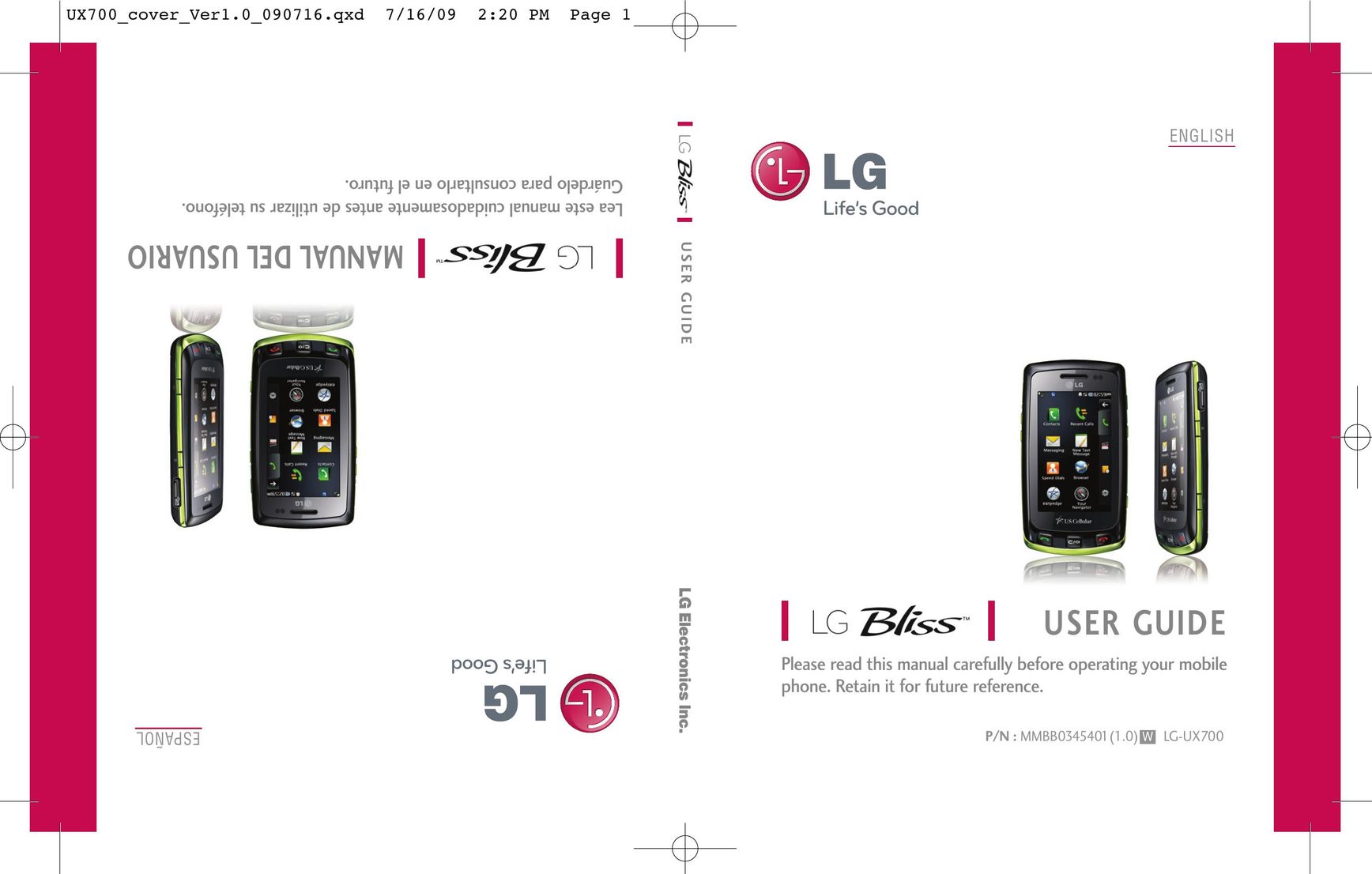 LG Electronics -UX700W Cell Phone User Manual