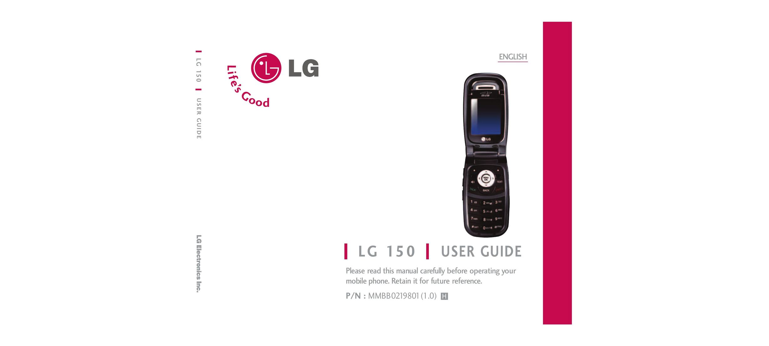 LG Electronics 150 Cell Phone User Manual