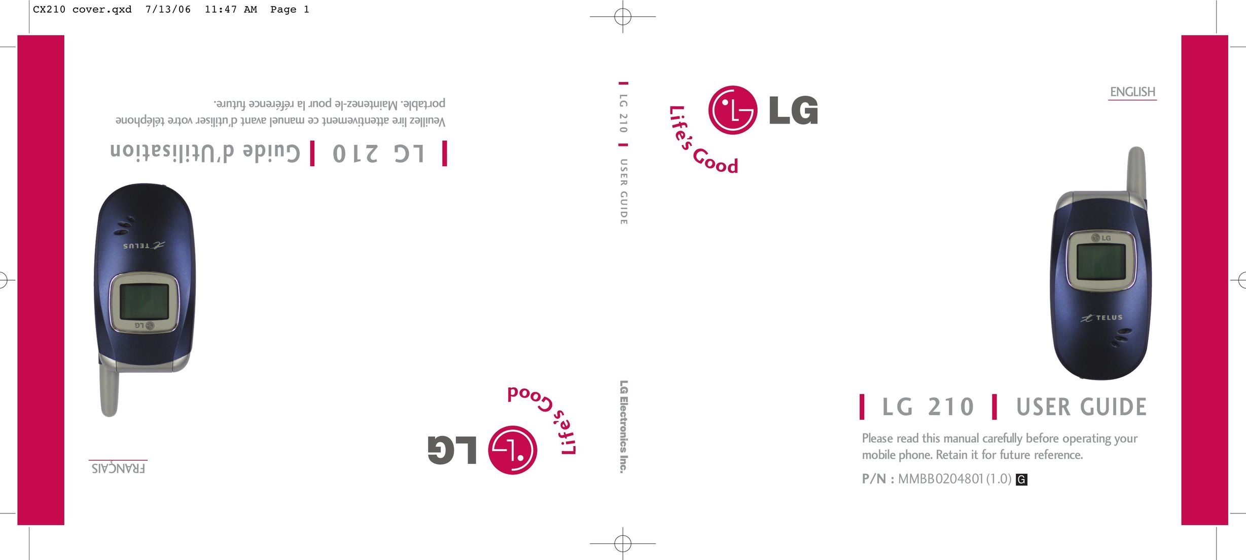 LG Electronics 210 Cell Phone User Manual