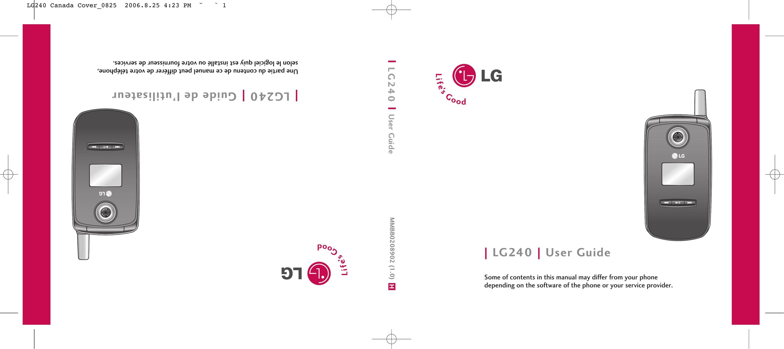 LG Electronics 240 Cell Phone User Manual