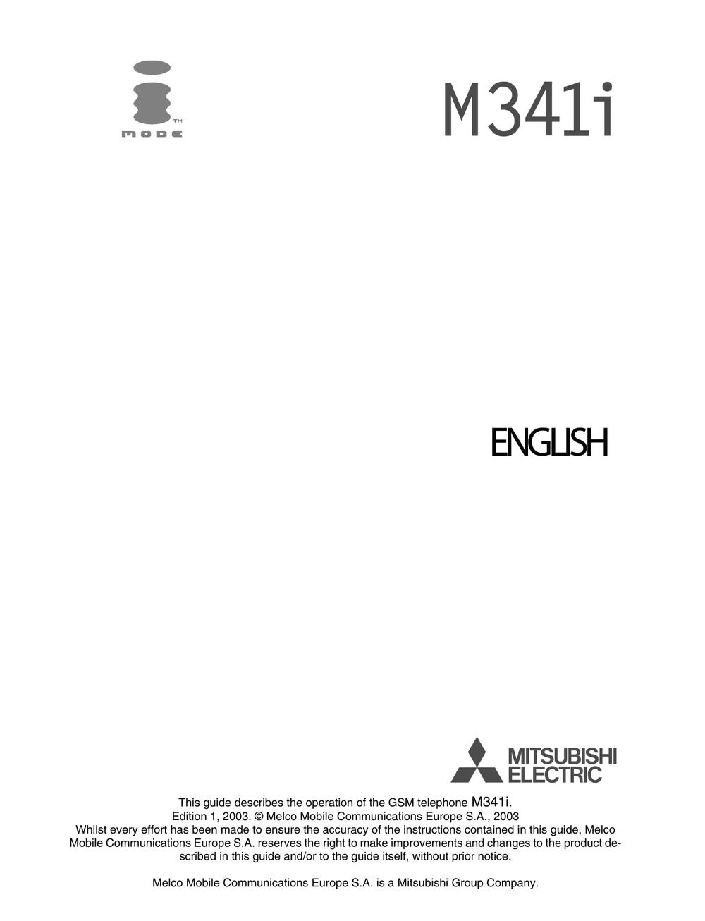 Mitsubishi Electronics M341i Cell Phone User Manual