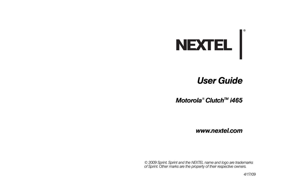 Nextel comm I465 Cell Phone User Manual