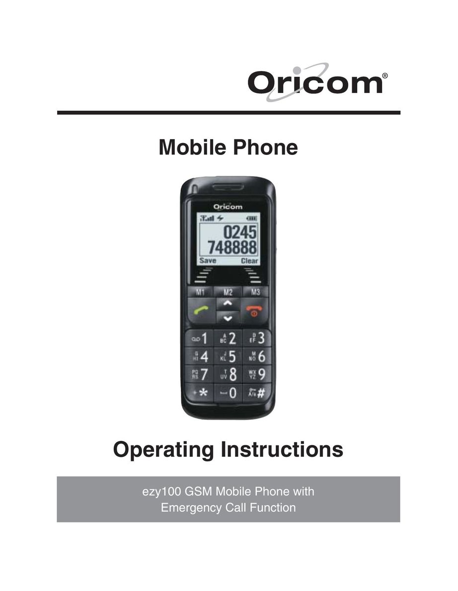Oricom EZY100 Cell Phone User Manual