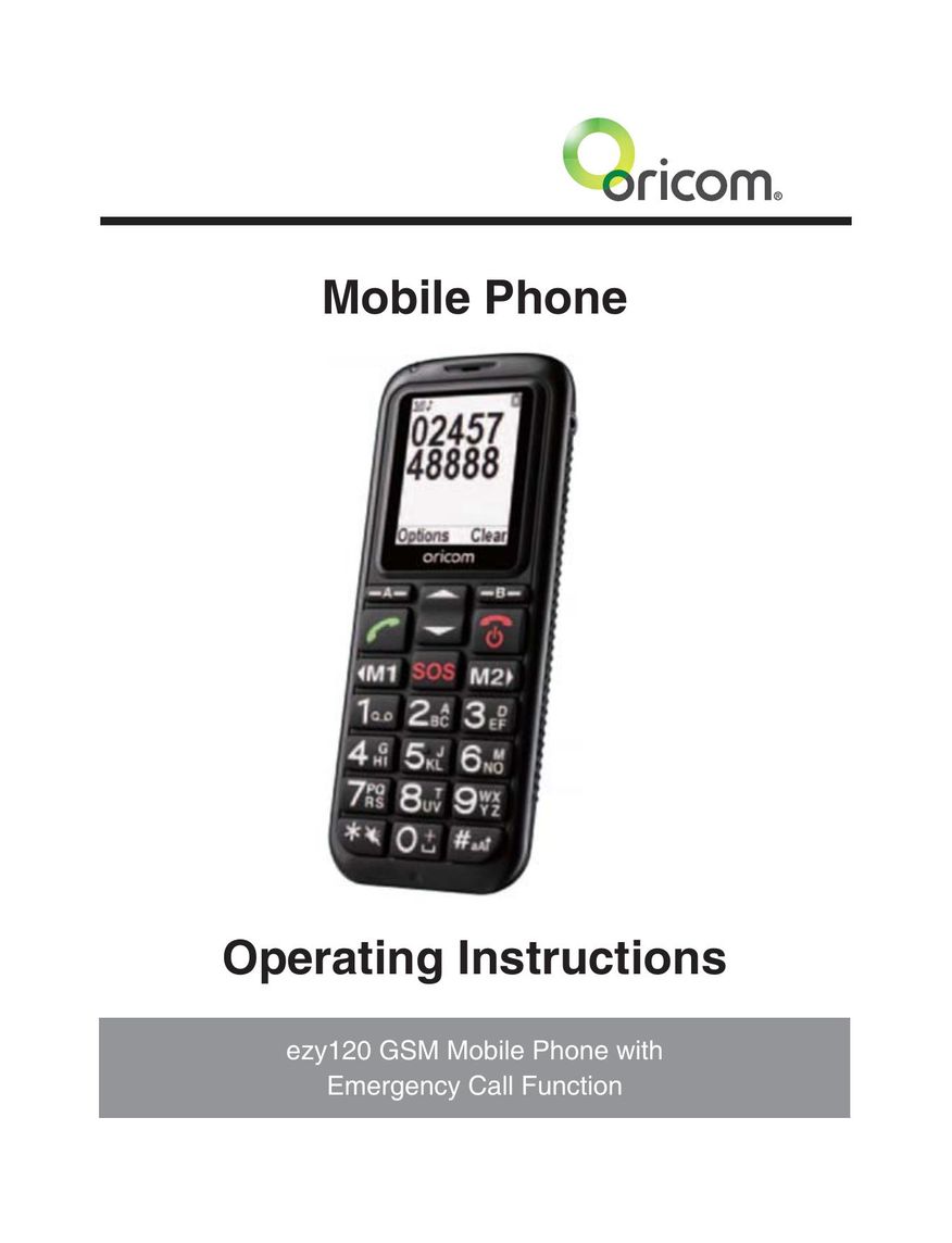 Oricom EZY120 Cell Phone User Manual