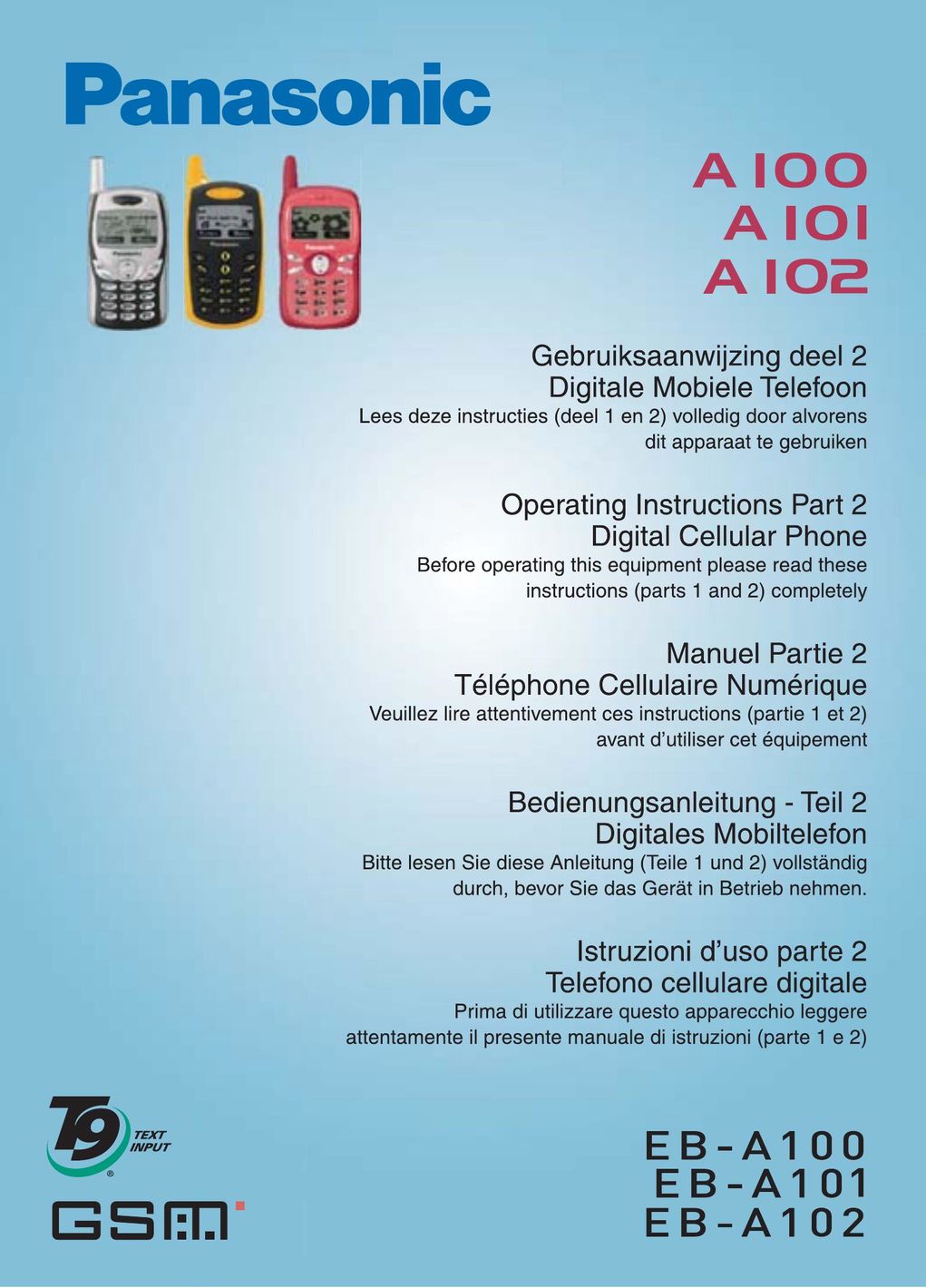 Panasonic A102 Cell Phone User Manual
