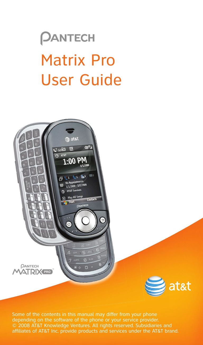 Pantech Matrix Pro Cell Phone User Manual