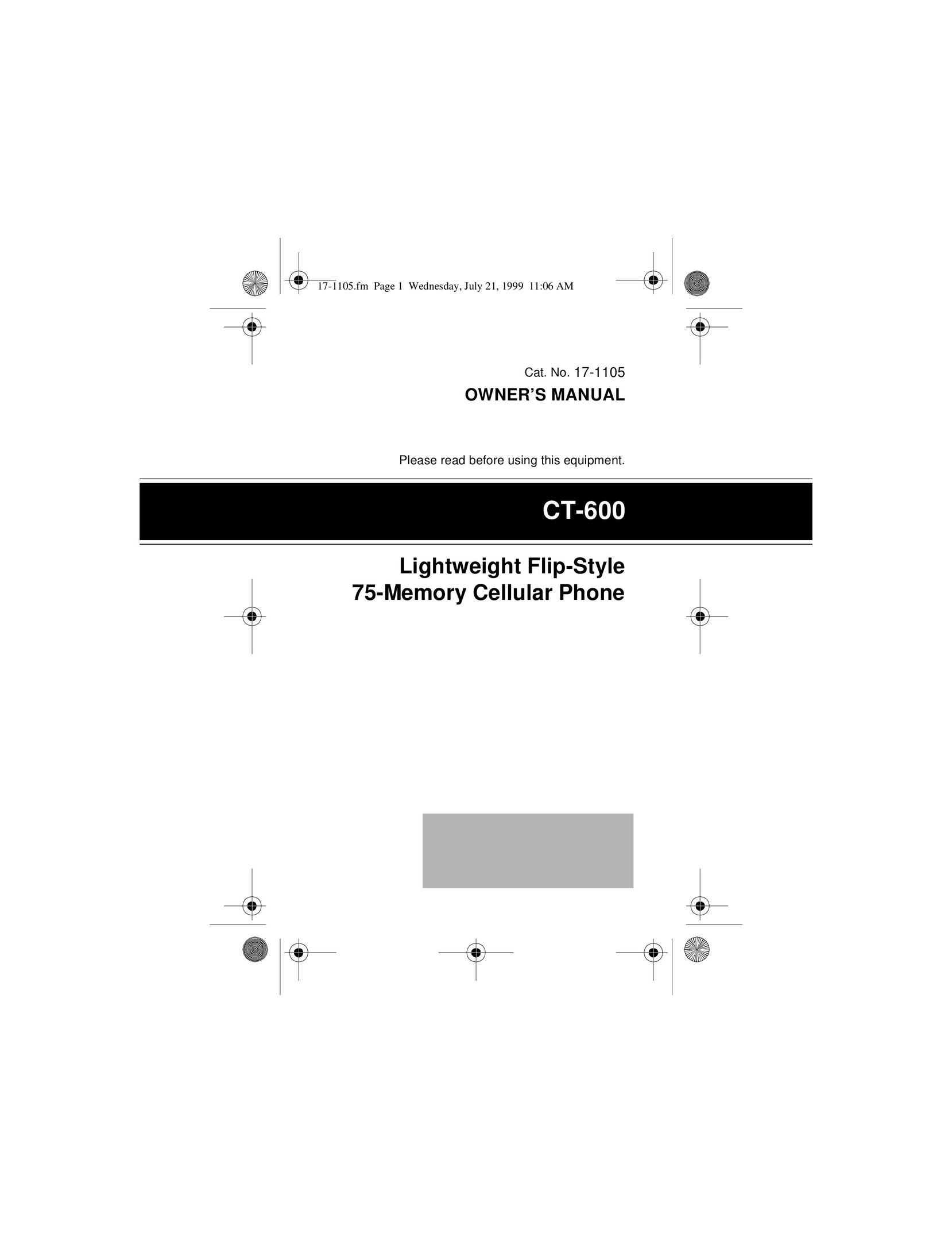 Radio Shack CT-600 Cell Phone User Manual