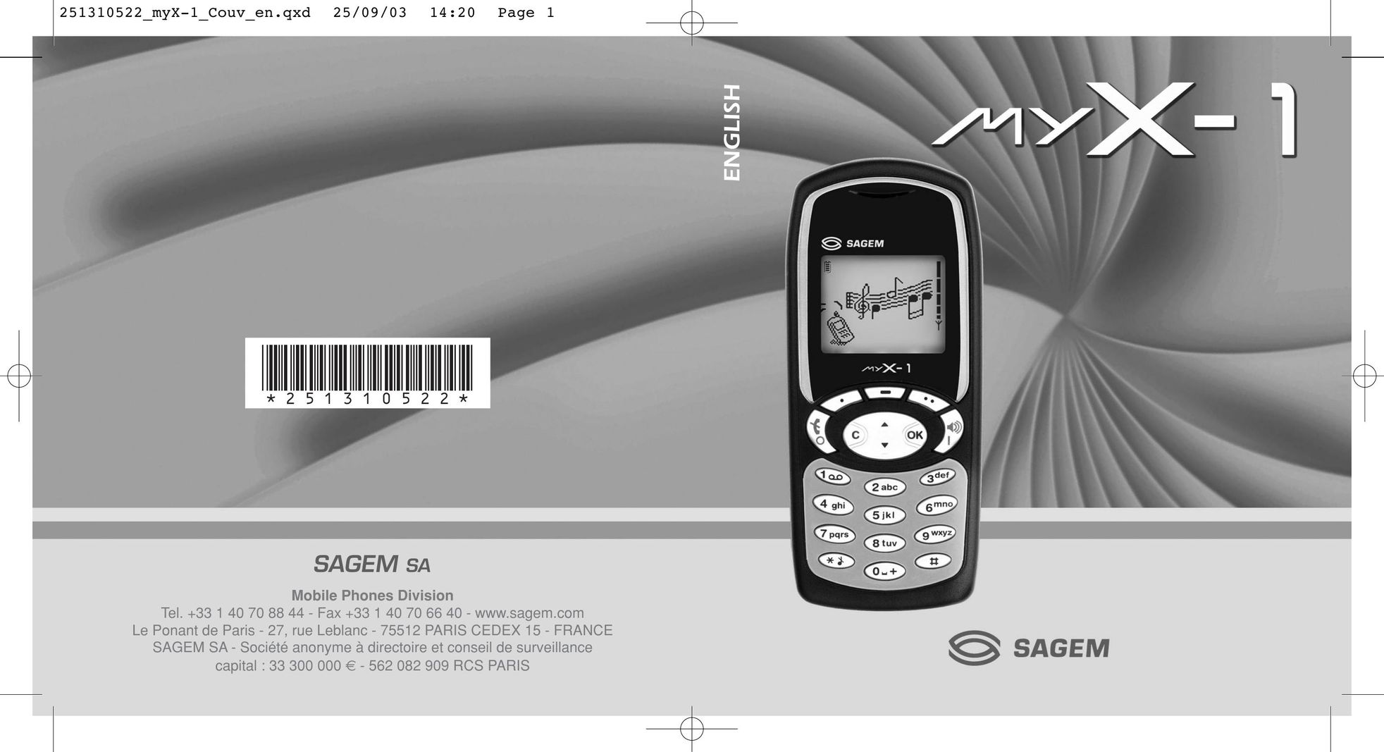 Sagem myX-1 Cell Phone User Manual