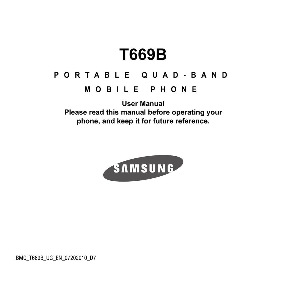 Samsung 07202010 Cell Phone User Manual