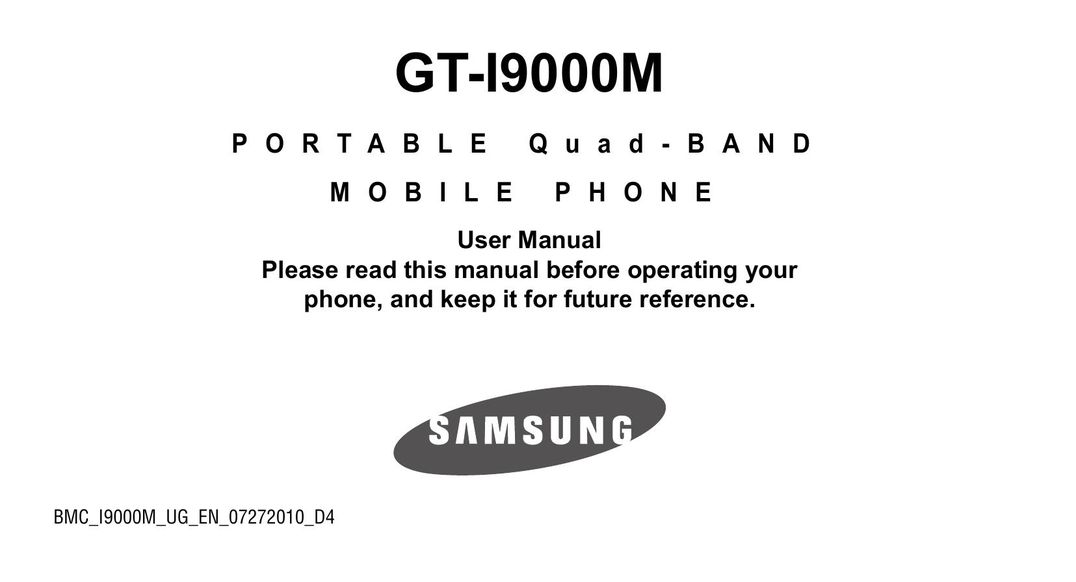 Samsung 07272010 Cell Phone User Manual