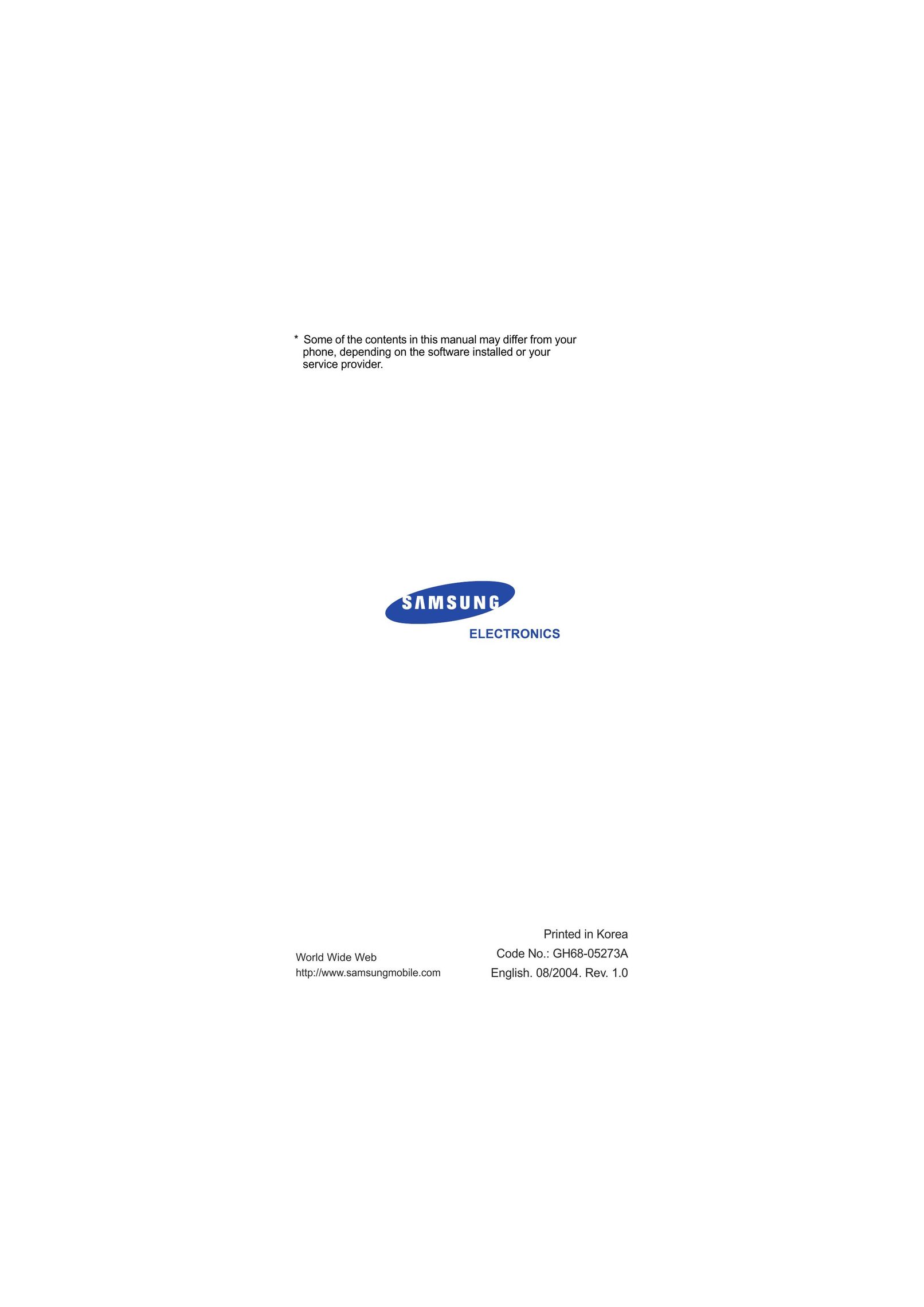 Samsung 08/2004 Cell Phone User Manual