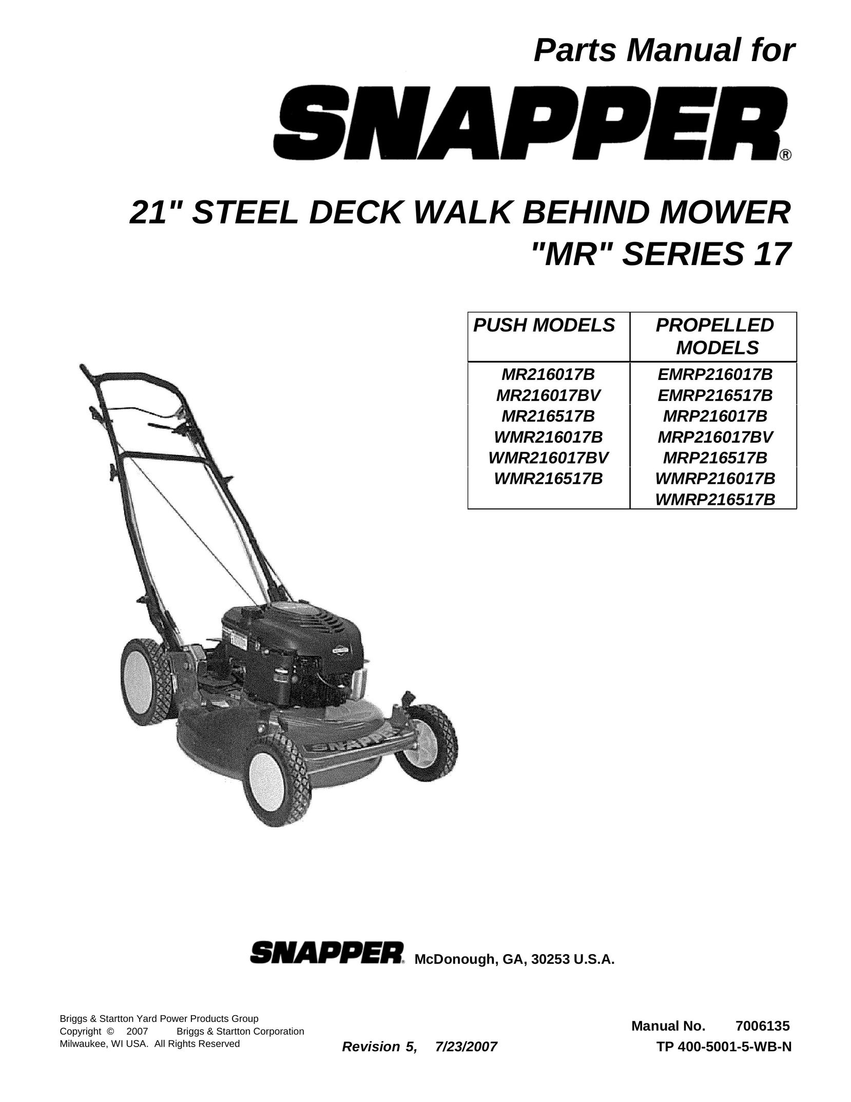 Snapper WMRP216017B Cell Phone User Manual