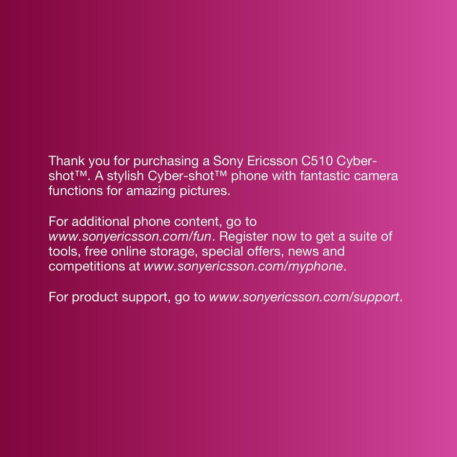 Sony Ericsson C510 Cell Phone User Manual