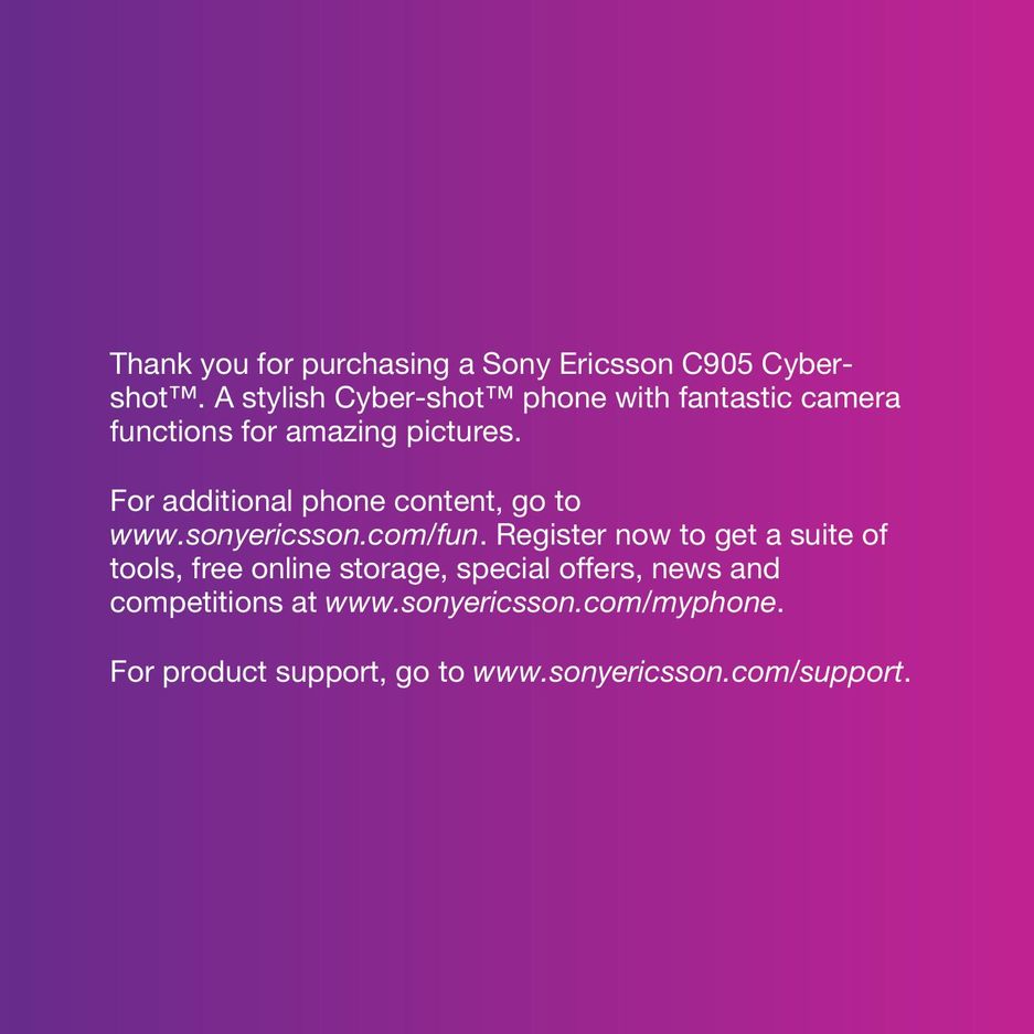 Sony Ericsson C905 Cell Phone User Manual
