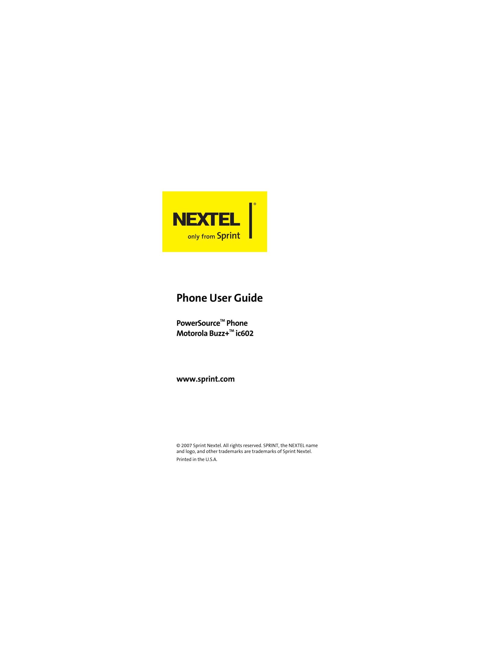 Sprint Nextel ic602 Cell Phone User Manual