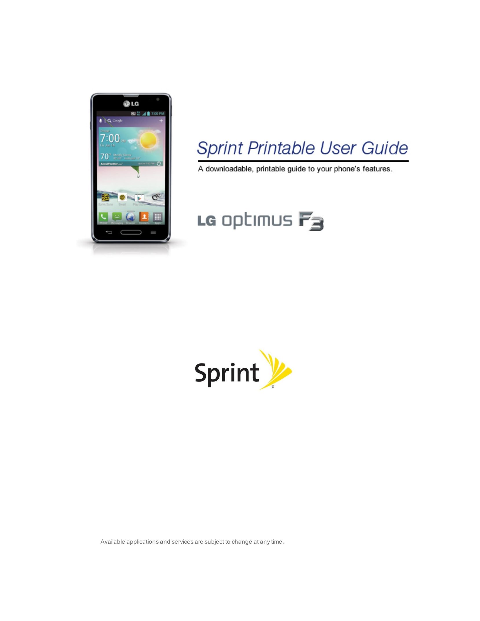 Sprint Nextel LG OPTIMUS F3 Cell Phone User Manual