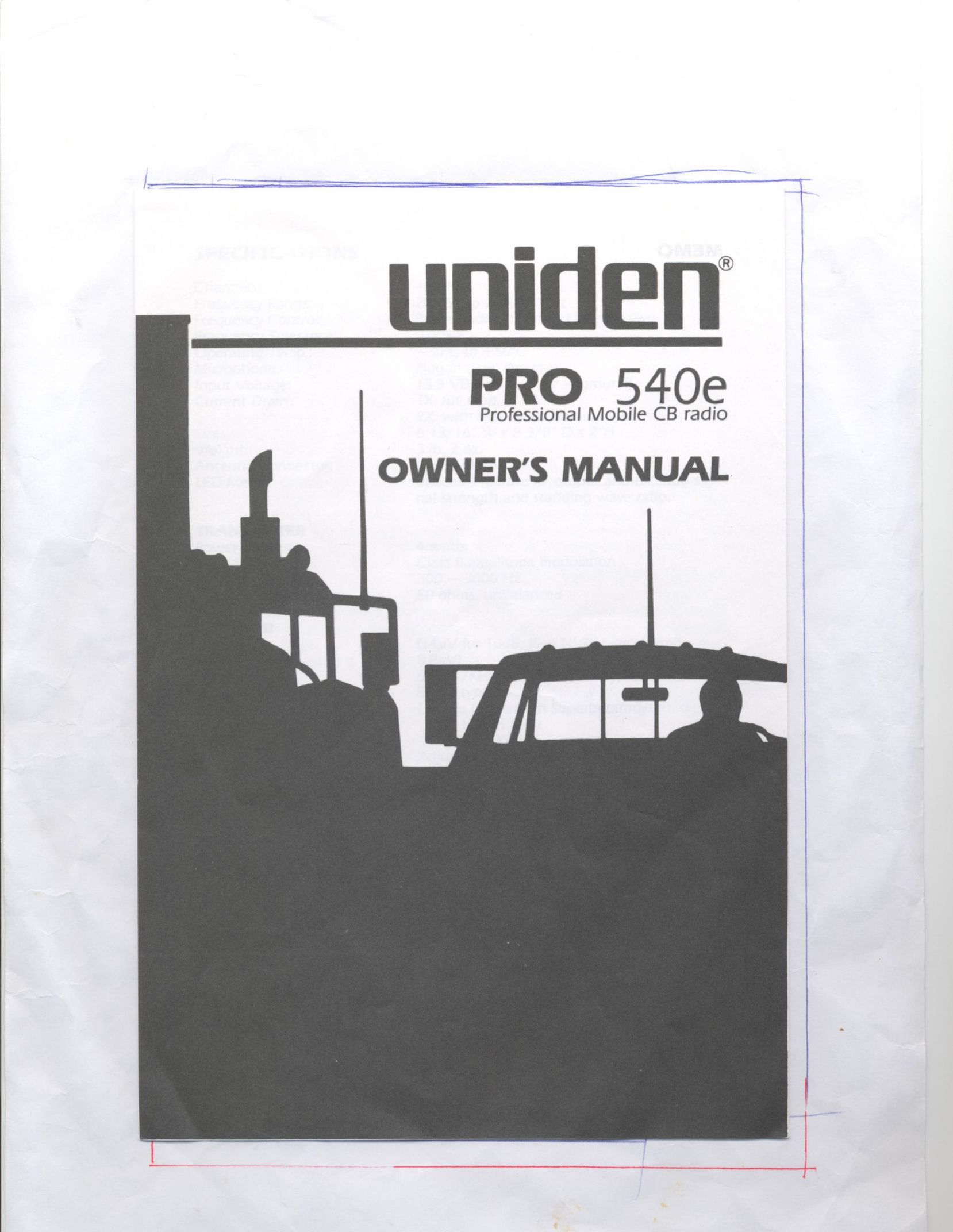 Uniden PRO 540e Cell Phone User Manual