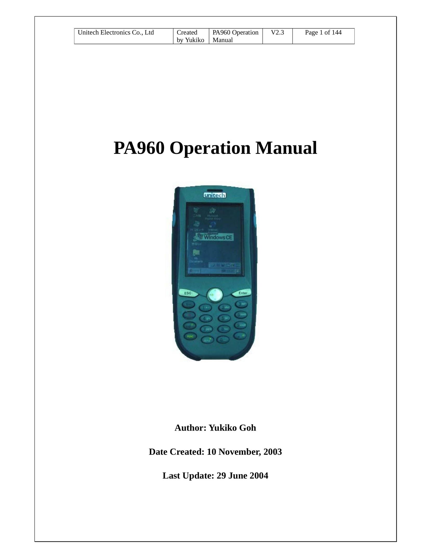 Unitech PA960 Cell Phone User Manual