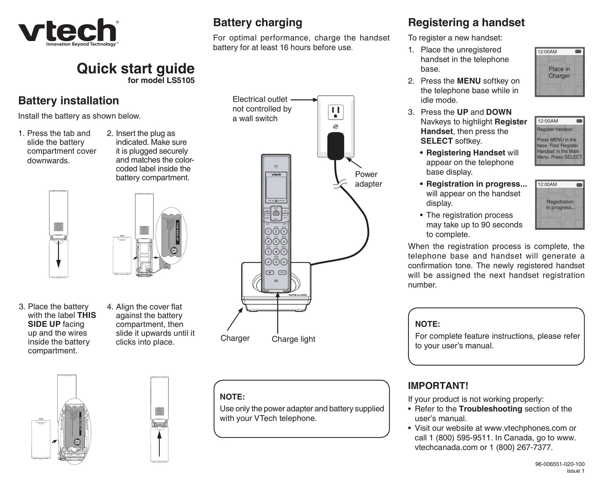 VTech LS5105 Cell Phone User Manual