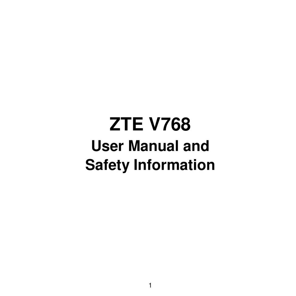 ZTE V768 Cell Phone User Manual