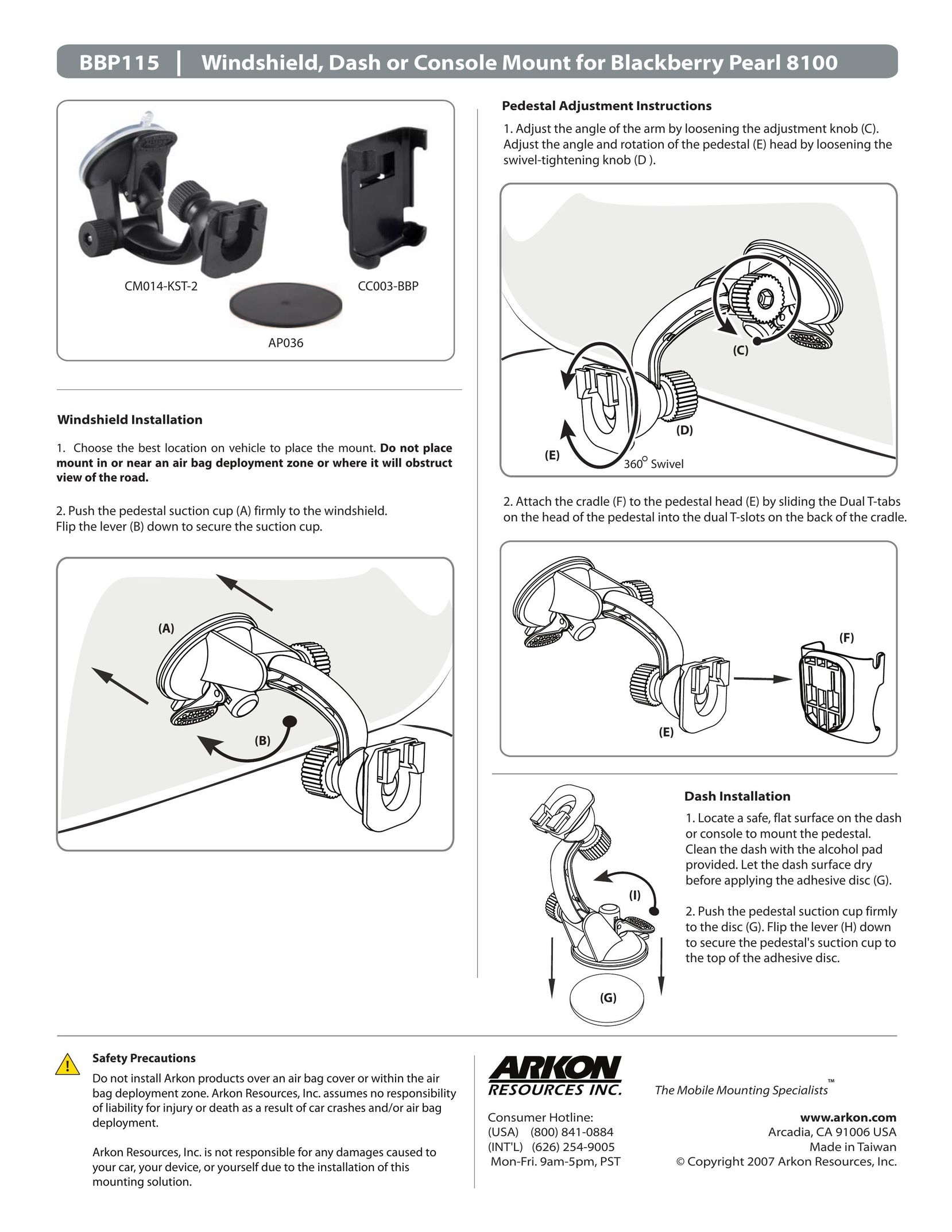 Arkon BBP115 Cell Phone Accessories User Manual
